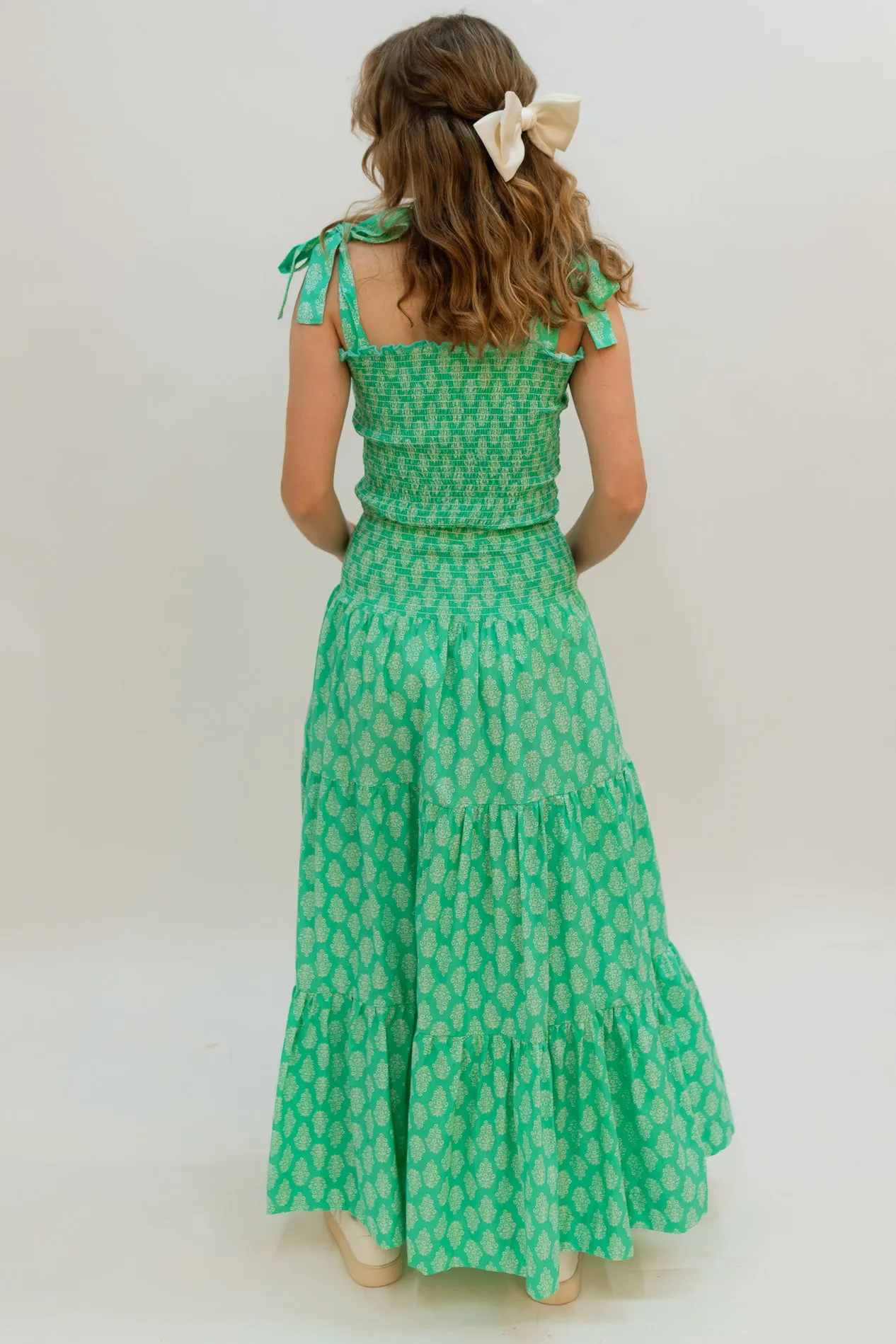 Heidi Green Top and Skirt Set