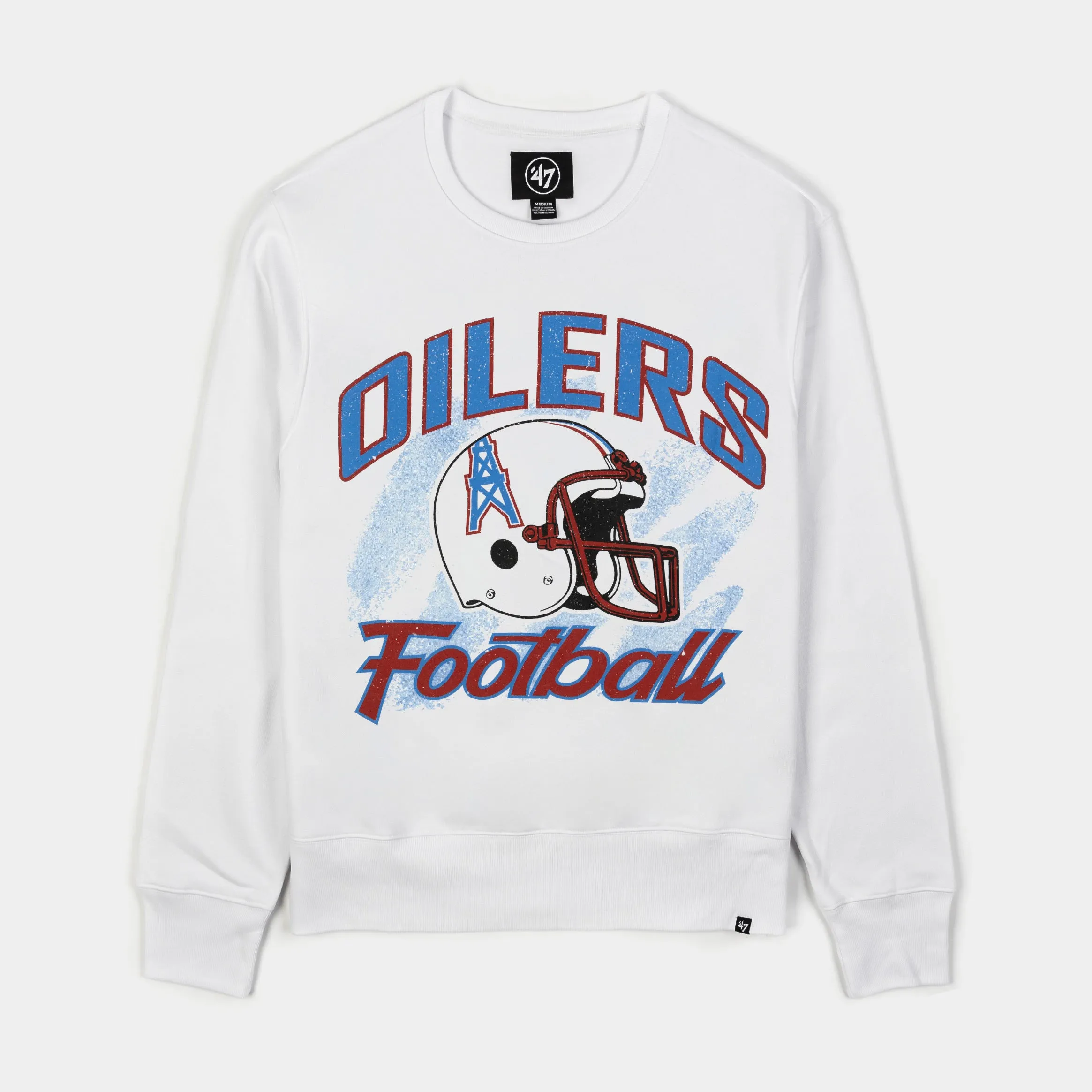 Houston Oilers Headline Mens Crewneck (White/Blue)