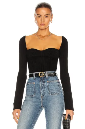 Khaite Maddy Long Bustier Top Sweater, black