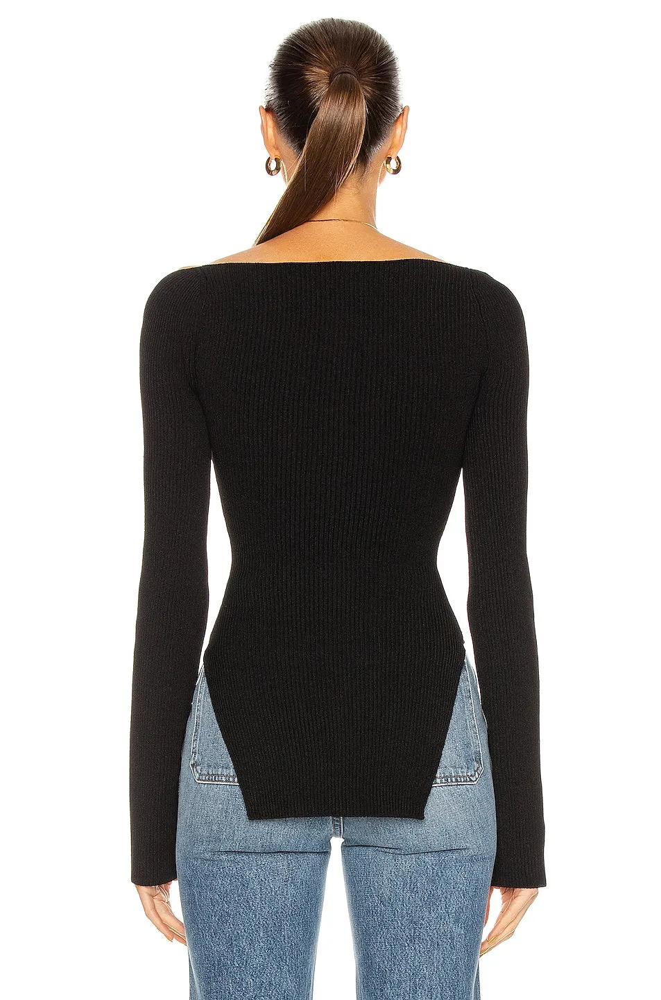 Khaite Maddy Long Bustier Top Sweater, black