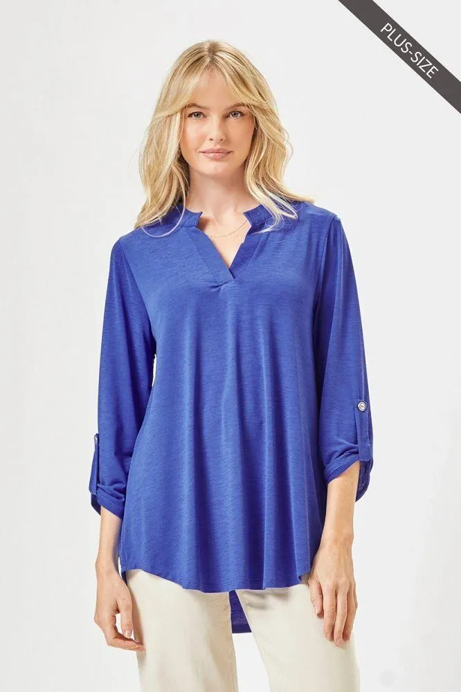 Lizzy Wrinkle Free 3/4 Sleeve Blouse - Royal Blue