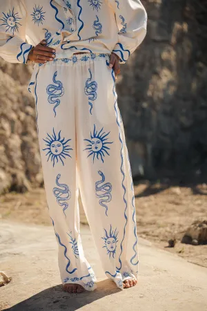 Mayelle printed palazzo pants blue