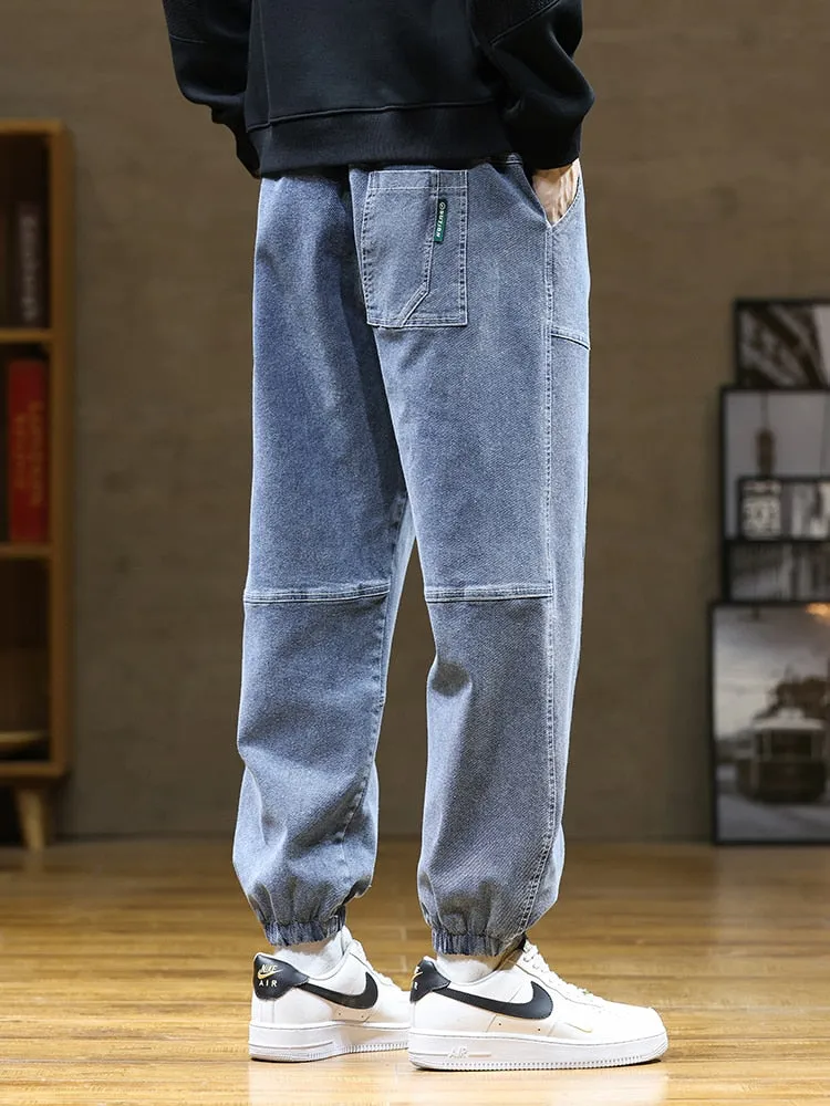 Men's Autumn  Jeans Stretched Cotton Baggy Denim Pants Men's Harem Jeans - MJN0060