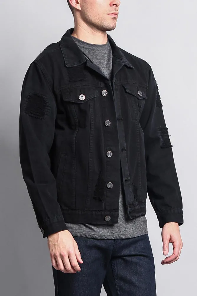 Men's Basic Ripped Jean Jacket