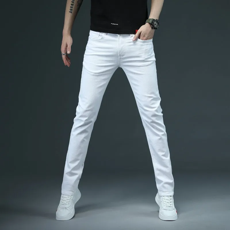 Men's Denim Jeans Solid Skinny Stretch Casual Slim Jeans - MJN0062