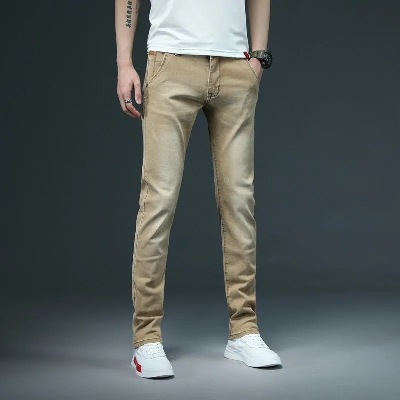 Men's Denim Jeans Solid Skinny Stretch Casual Slim Jeans - MJN0062