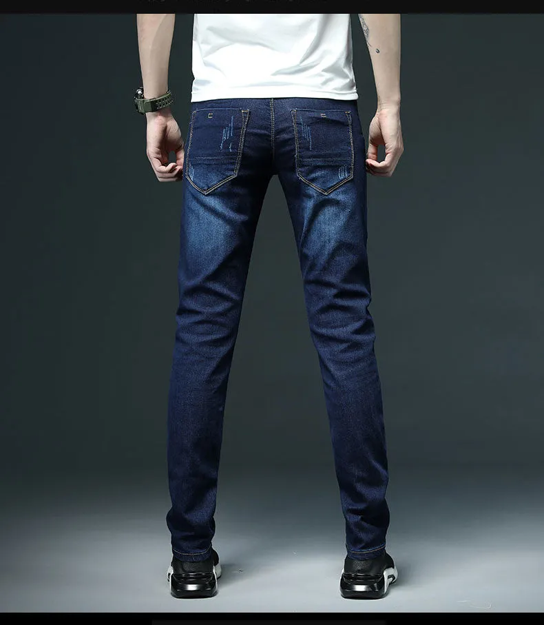 Men's Denim Jeans Solid Skinny Stretch Casual Slim Jeans - MJN0062