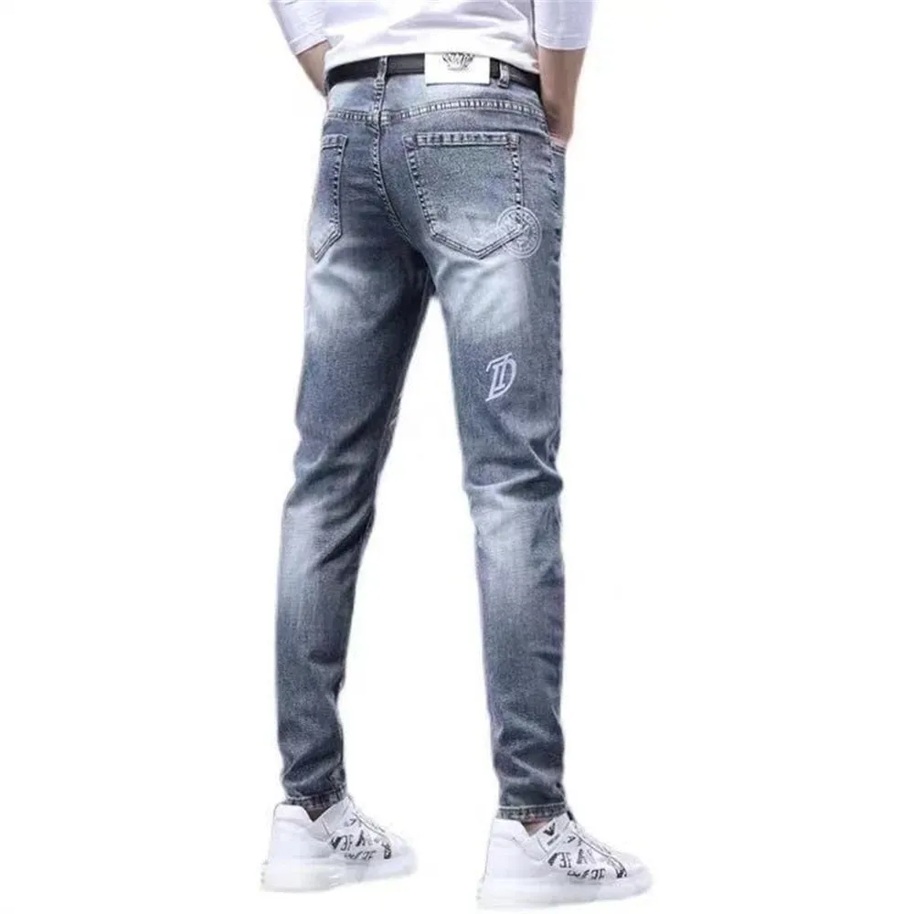 Men's Stretch Denim Print Jeans Slimming Casual Jeans All-match men's Pants - MJN0068