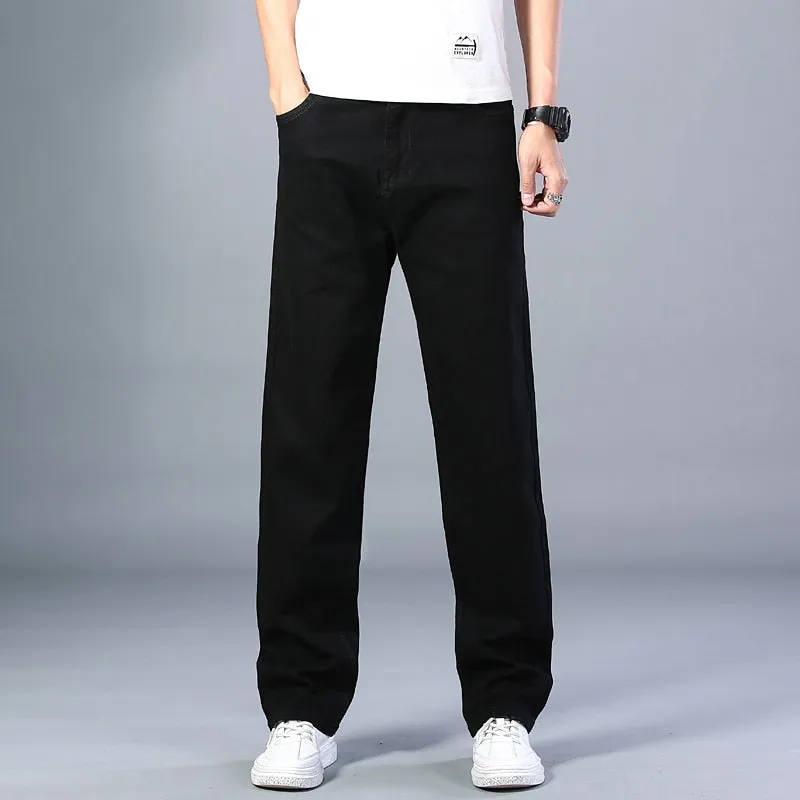 Men's Summer Thin Straight-leg Loose Jeans Classic Style Advanced Stretch Baggy Pants - MJN0055