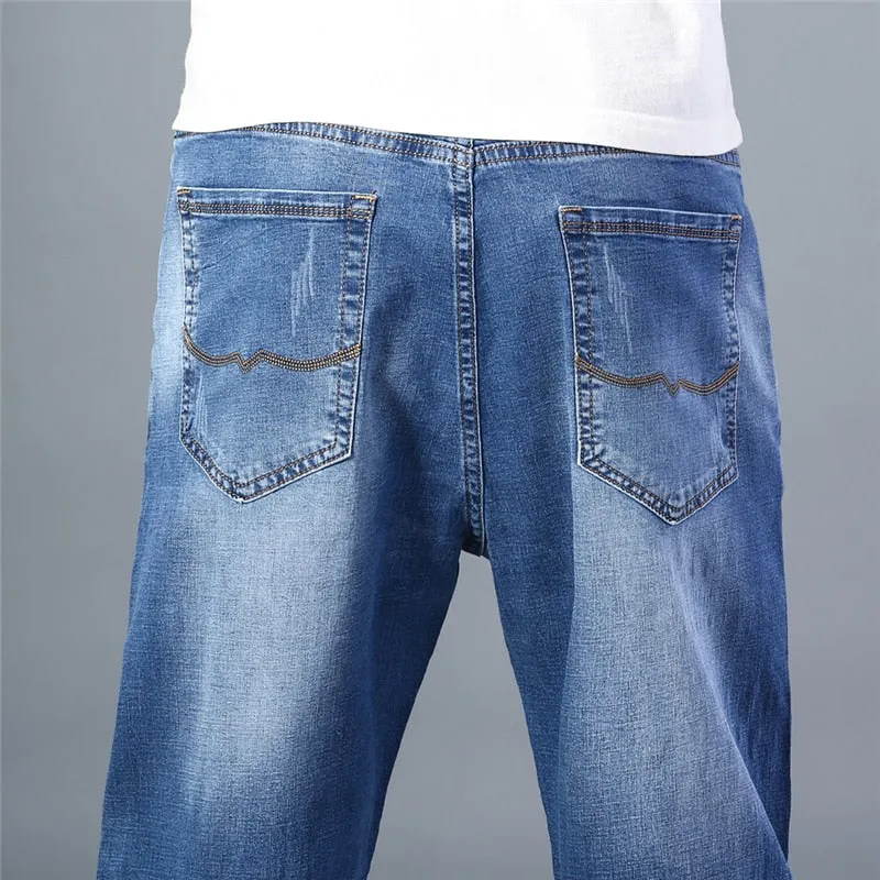 Men's Summer Thin Straight-leg Loose Jeans Classic Style Advanced Stretch Baggy Pants - MJN0055