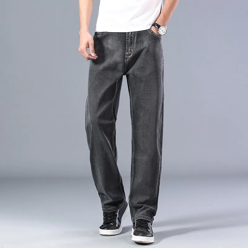 Men's Summer Thin Straight-leg Loose Jeans Classic Style Advanced Stretch Baggy Pants - MJN0055