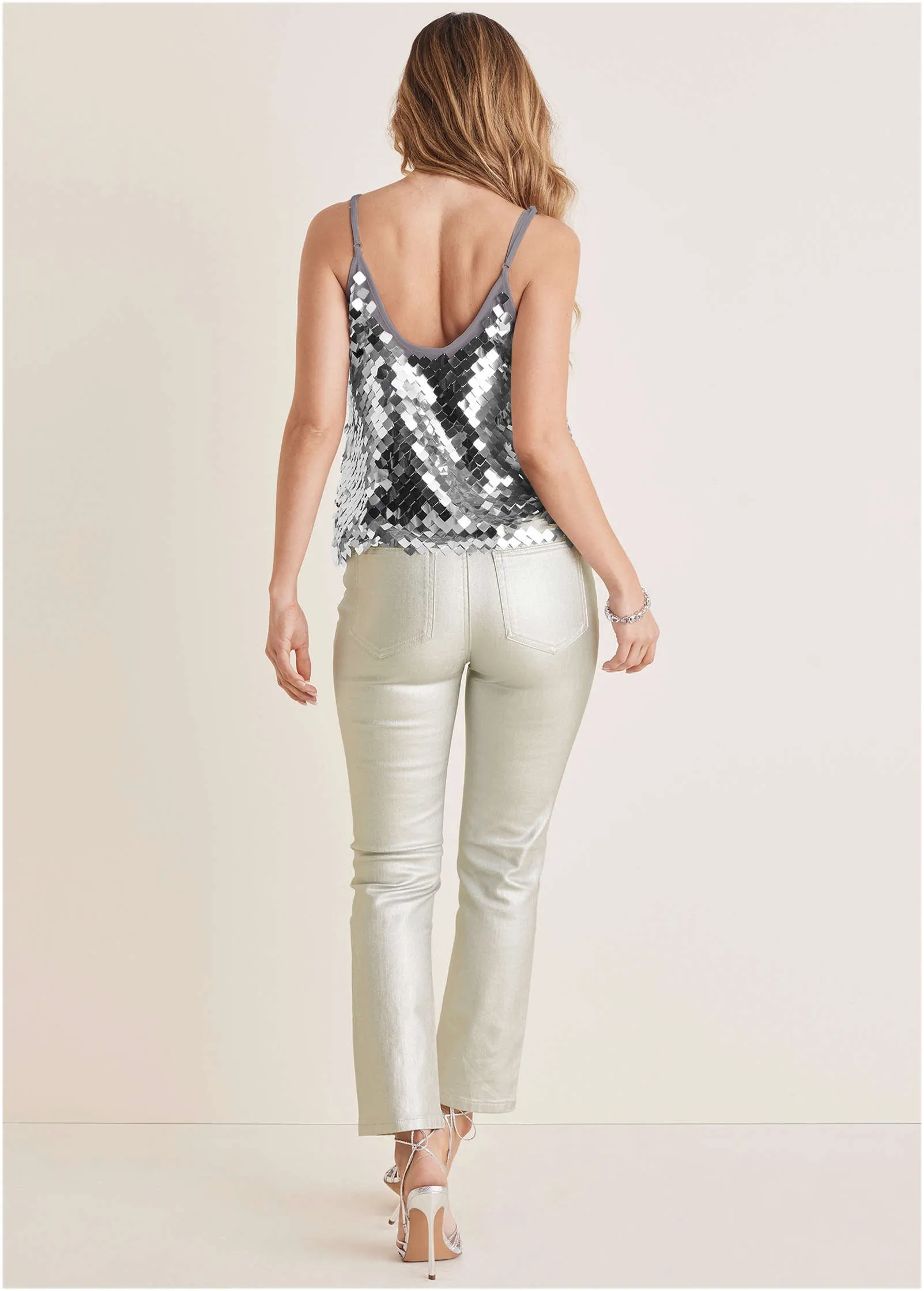 Mirror Sequin Tank - Mirrored Mesh Sequins