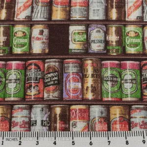 Novelty Beer Cans Burgundy Cotton Canvas Print