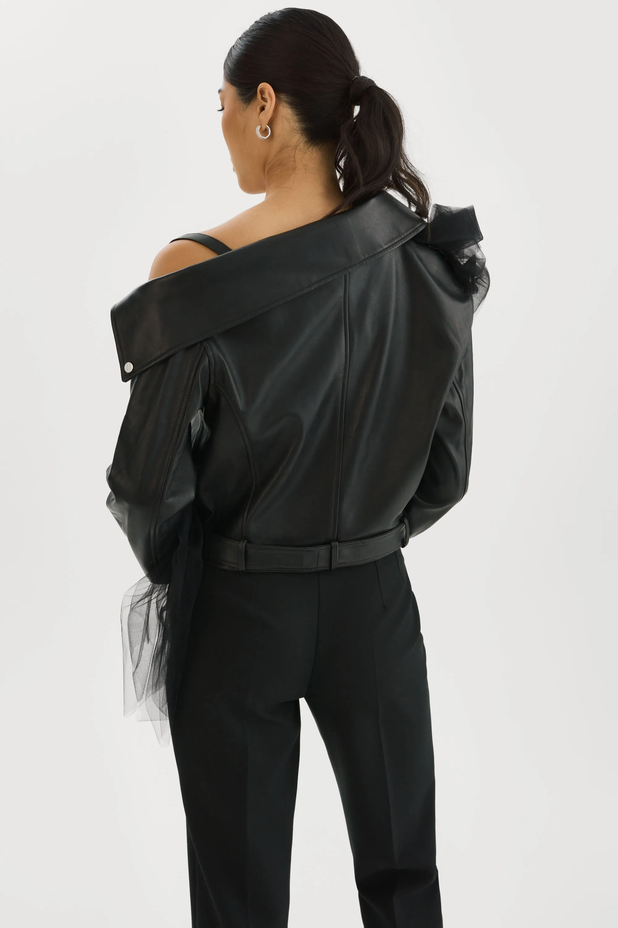 OBELIA | Tulle & Leather Biker Jacket