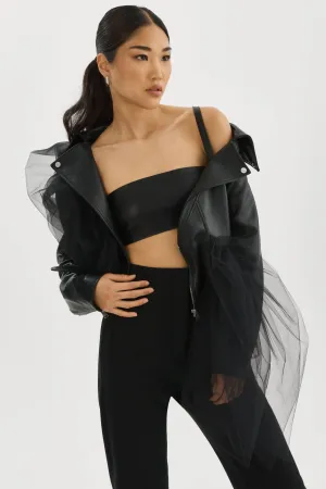 OBELIA | Tulle & Leather Biker Jacket