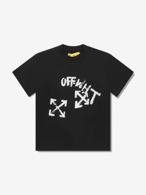 Off-White Boys Paint Script T-Shirt in Black