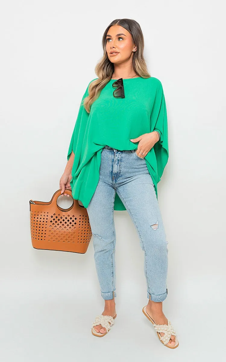 Oversized Batwing Sleeve Casual Tops