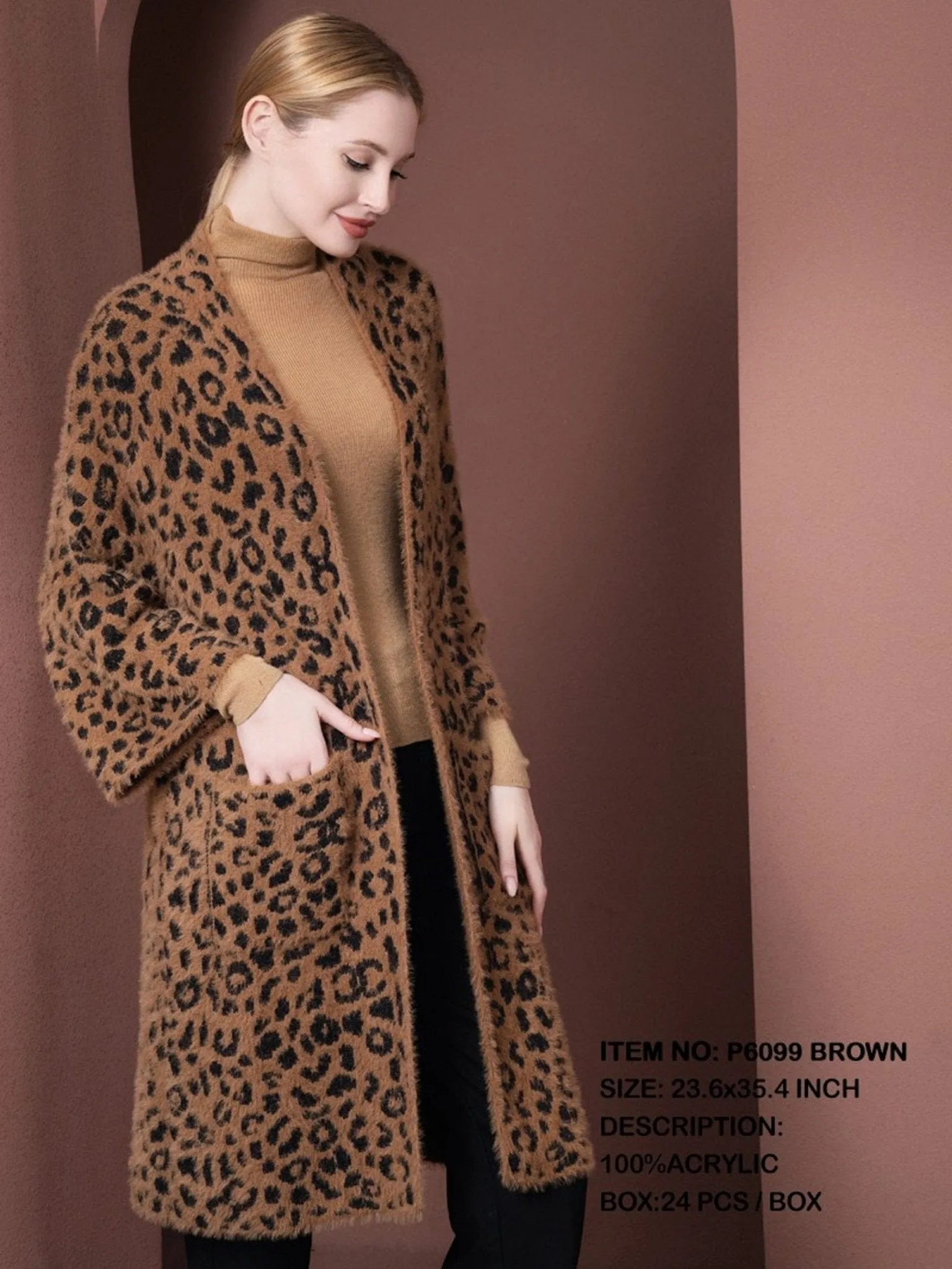 P6099 Zoe Leopard Print Cardigan