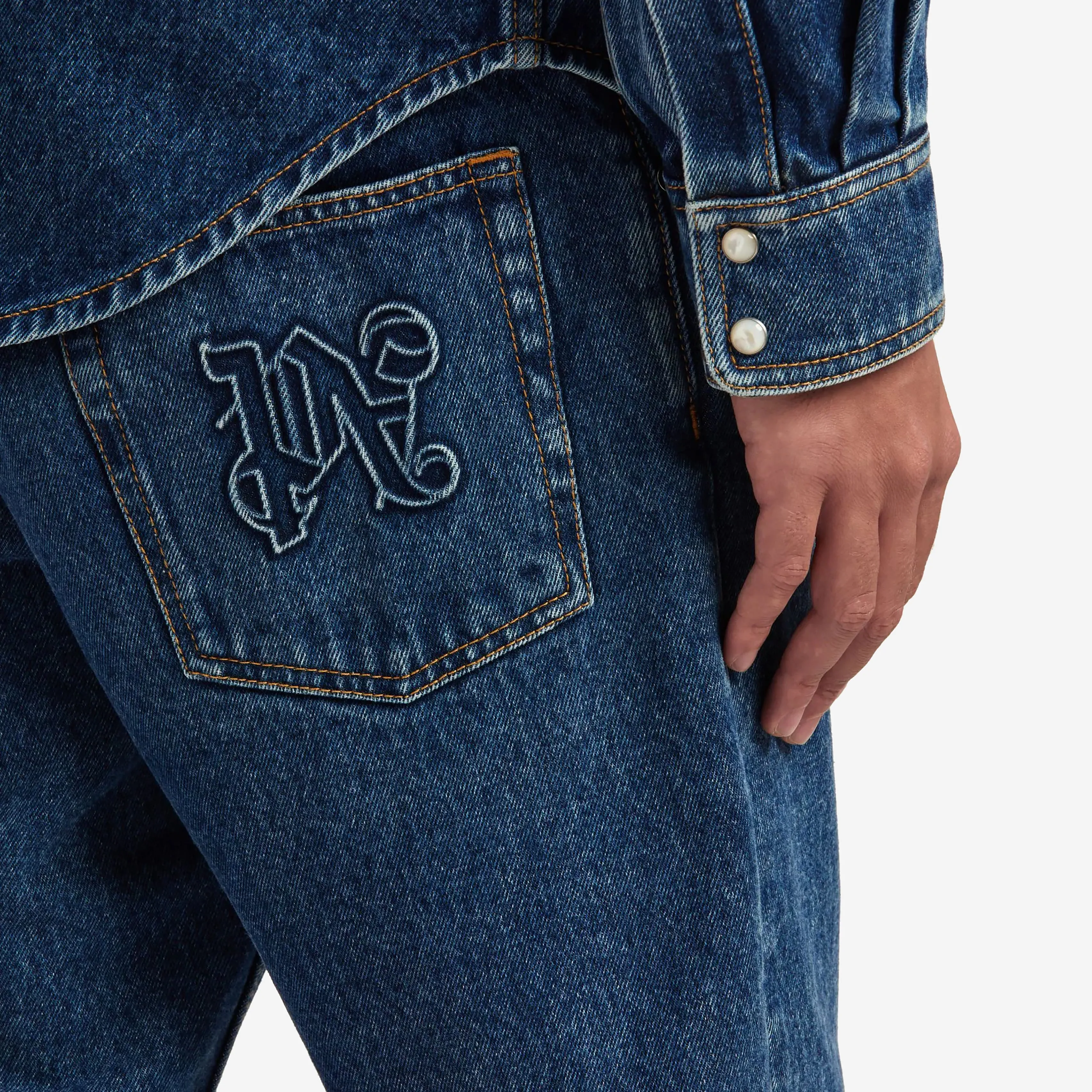 Palm Angels Monogram Straight Leg Jeans