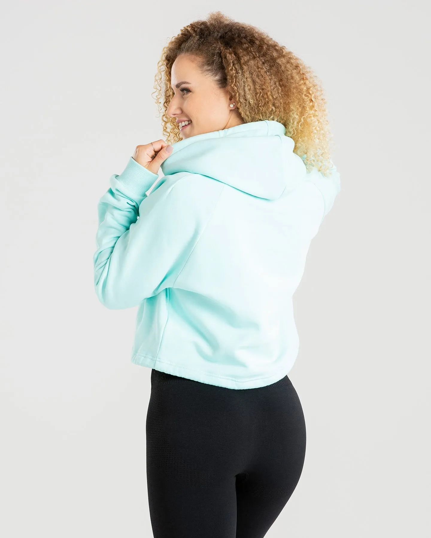 Power Cropped Hoodie | Bleached Aqua