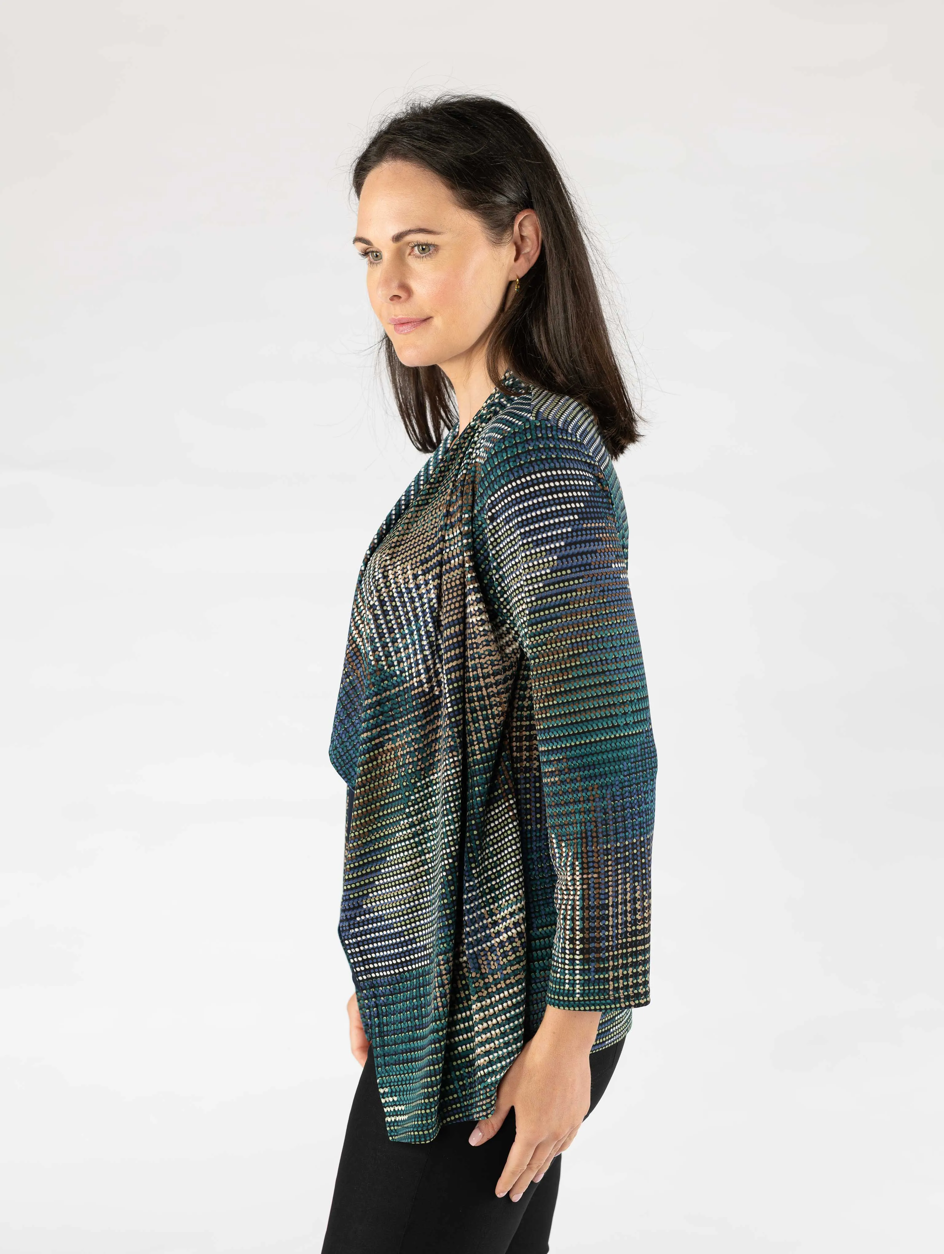 Print Waterfall Mock Cardigan