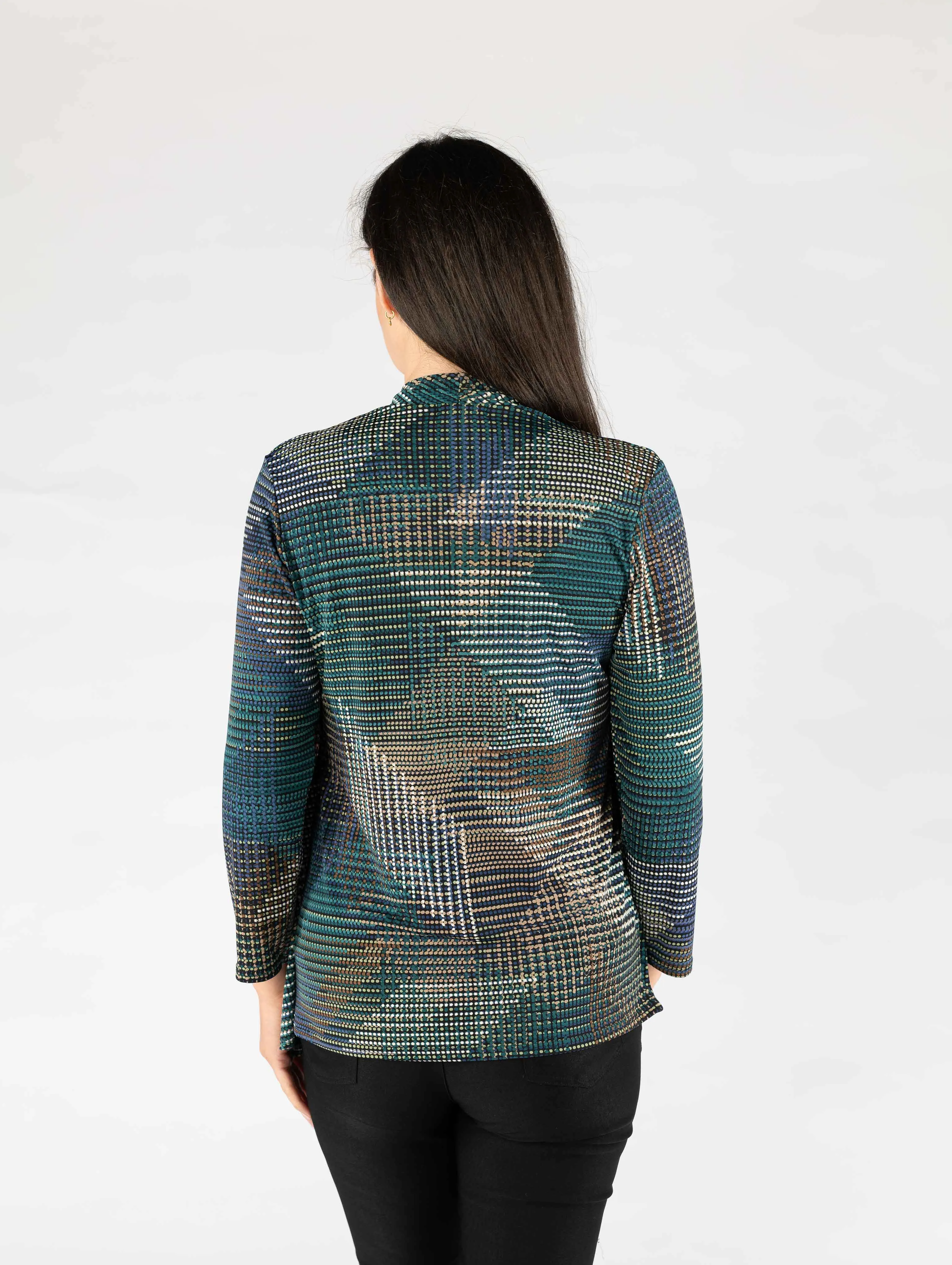 Print Waterfall Mock Cardigan