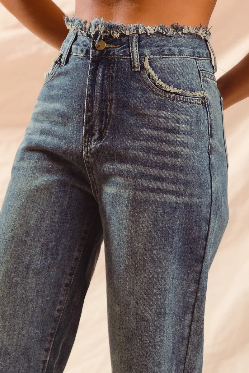 Rae High Rise Frayed Jeans