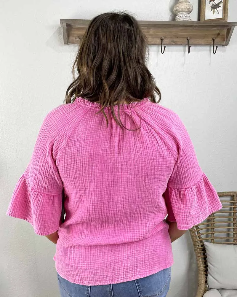 Raglan Sleeve Blouse in Pink by Tribal