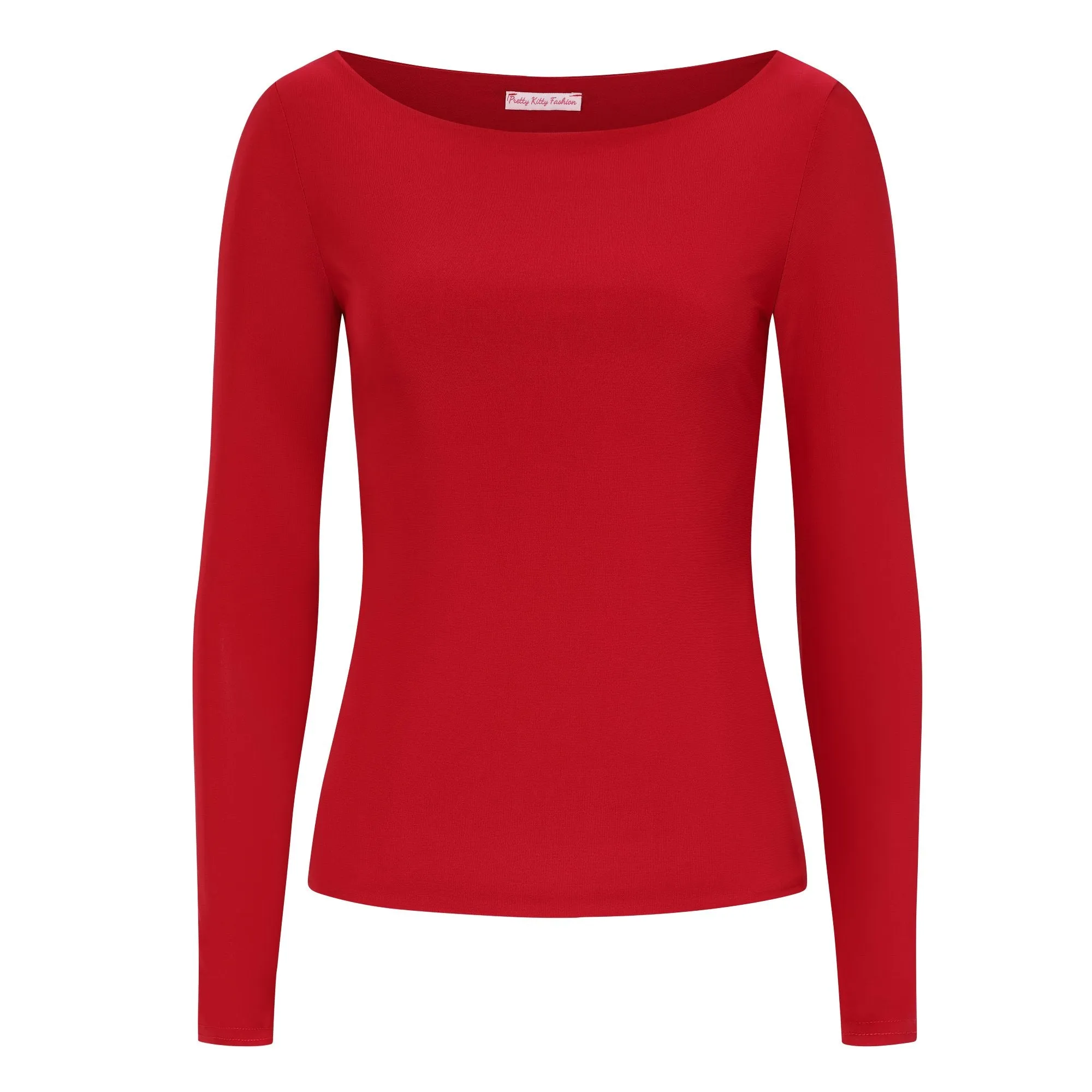 Red Round Neck Soft Touch Long Sleeve Top