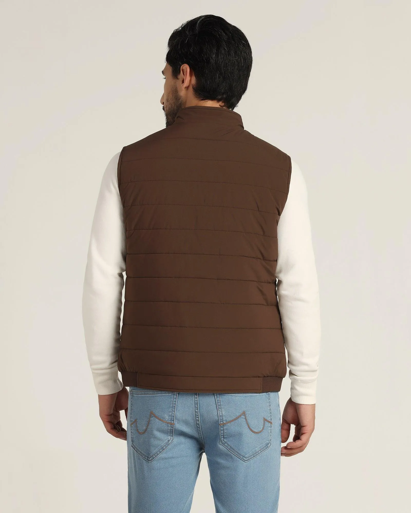 Reversible Chocolate Brown Solid Zipper Jacket - Pietro