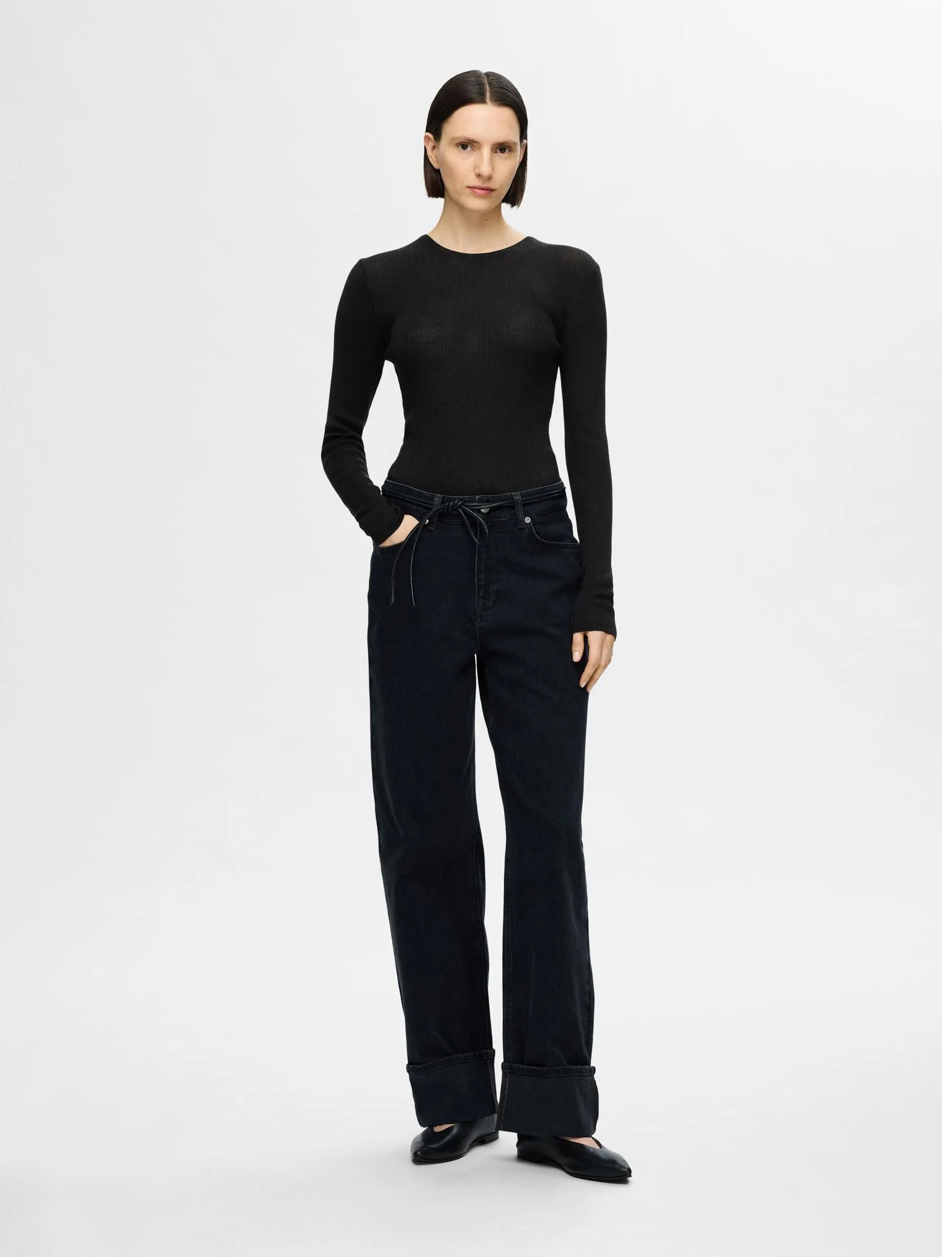 Selected Femme Naja Knit Top Black