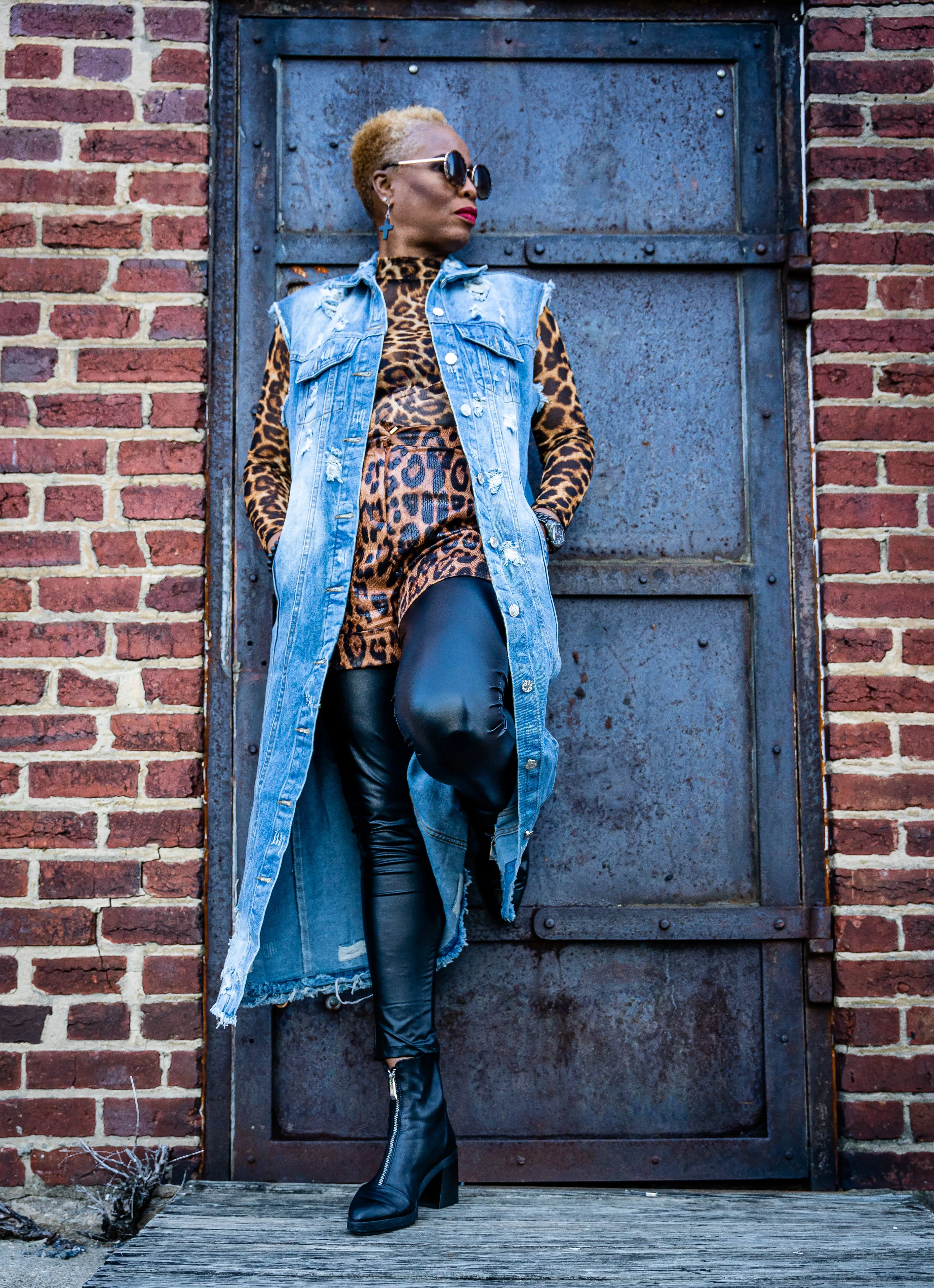 She Believed Distressed Denim Duster Vest