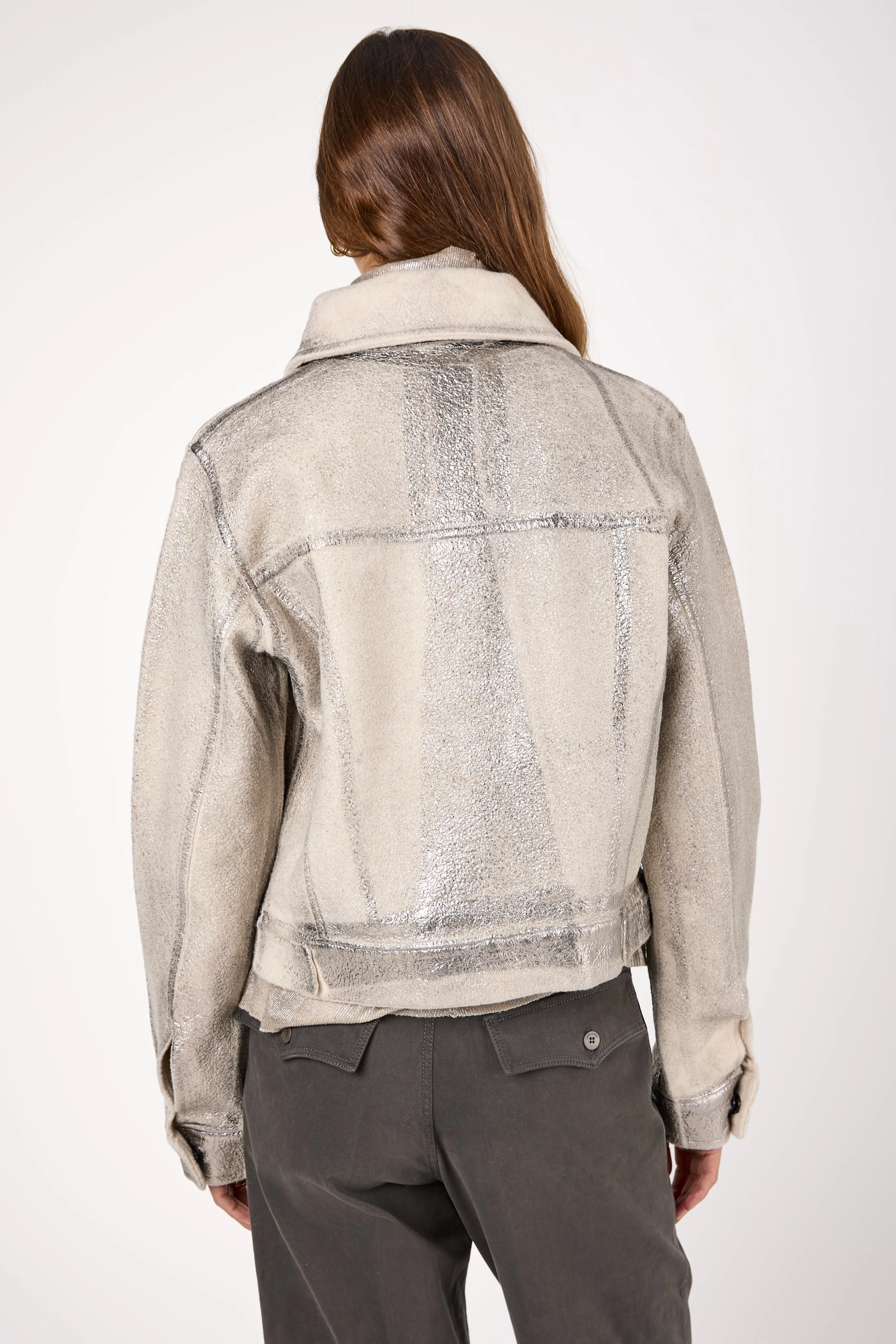 Short Cashmere Jacket with Lamination in Canna di Fucile