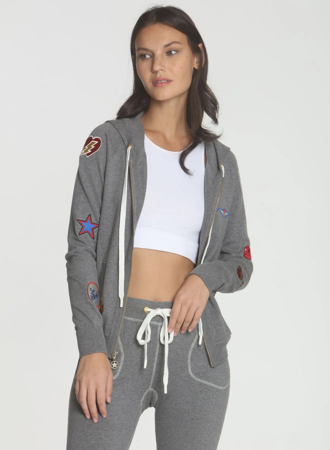 Slim Patch Hoodie - Grey Patch