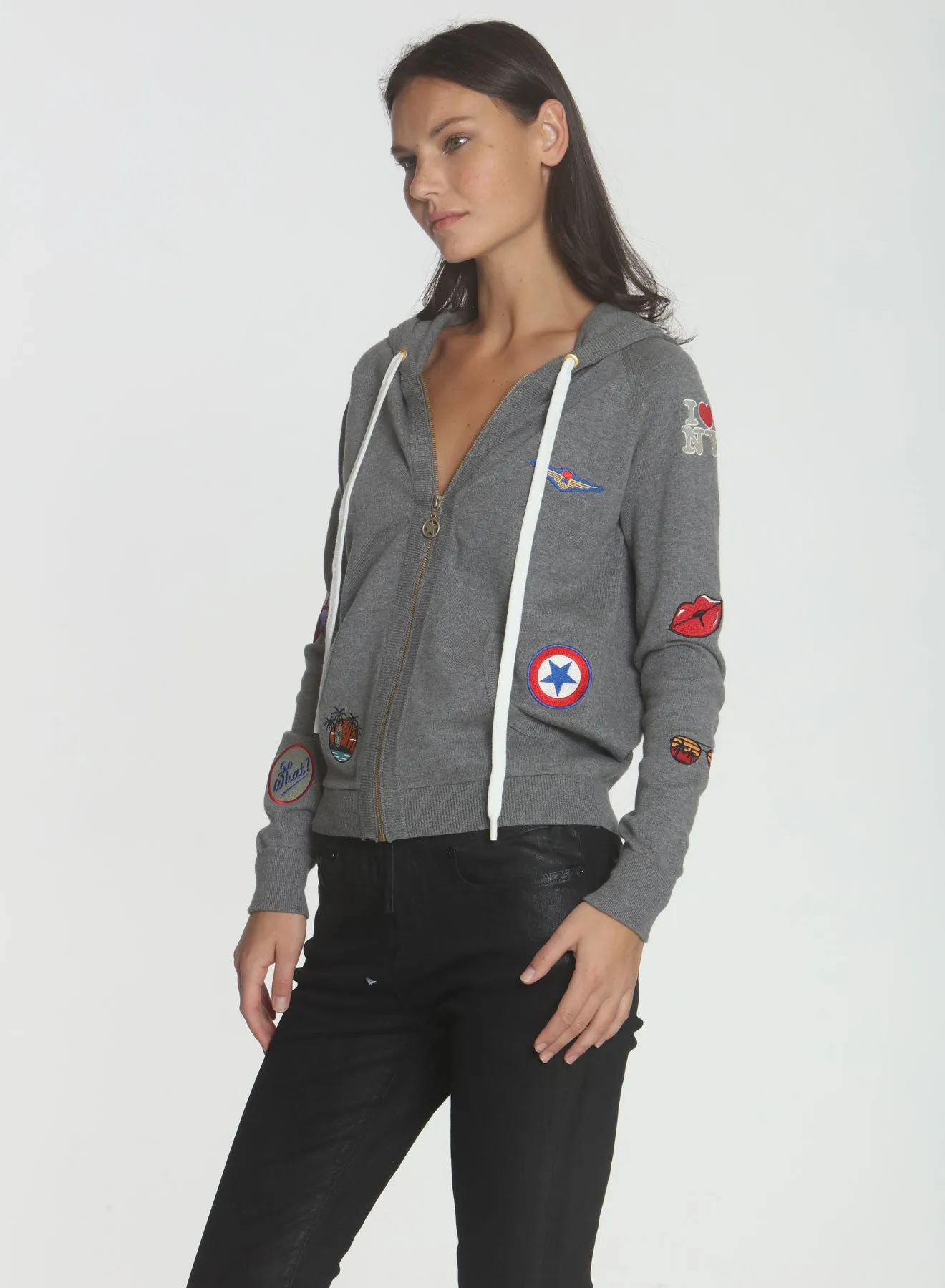 Slim Patch Hoodie - Grey Patch