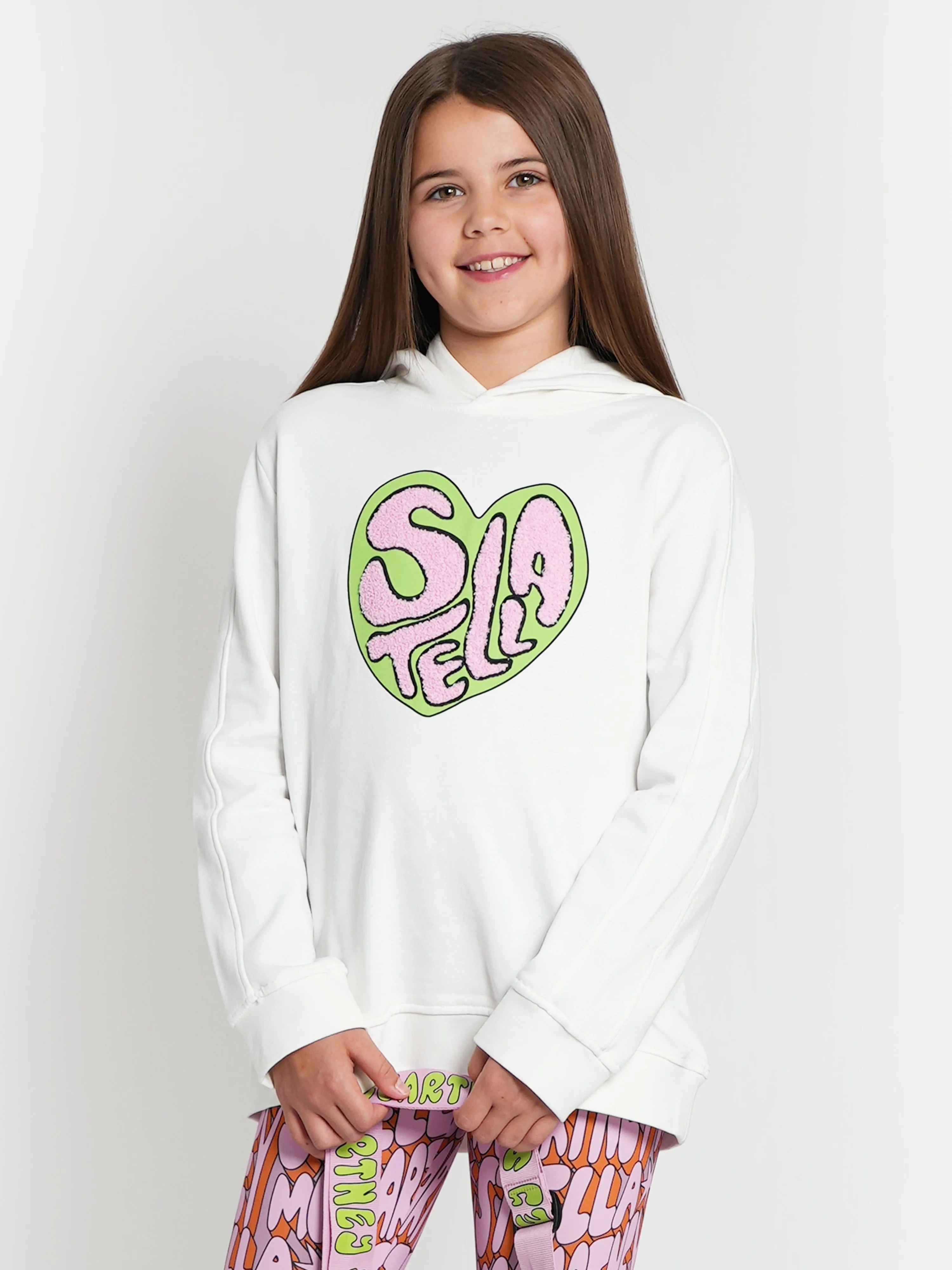 Stella McCartney Girls Heart Logo Hoodie in Ivory