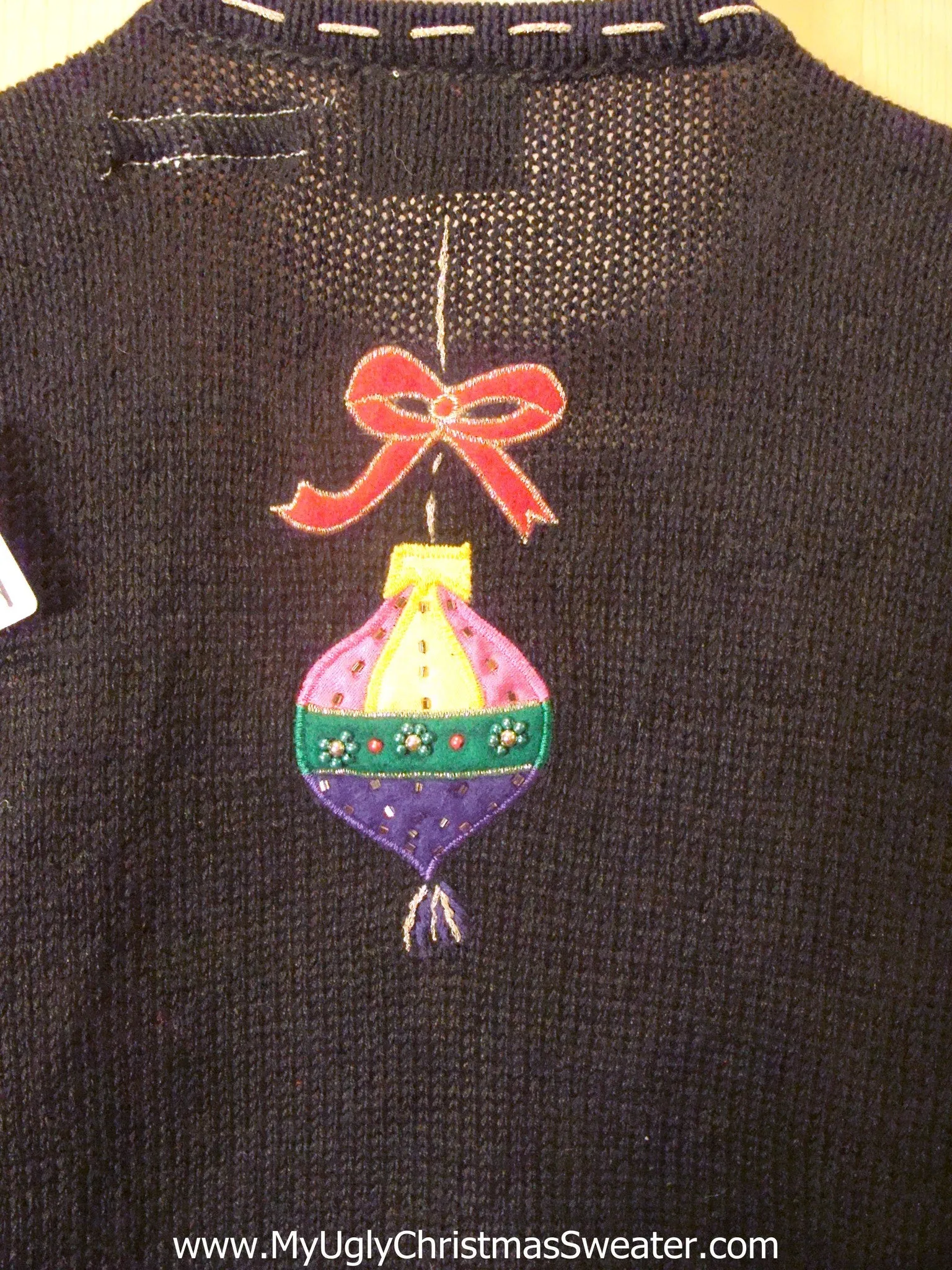 Tacky Light Up Christmas Sweater Vest with Ornaments on Front and Back