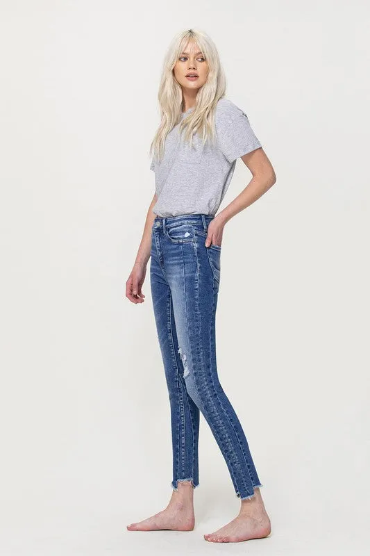 Vervet High Rise Ankle Skinny with Uneven Hem Detail