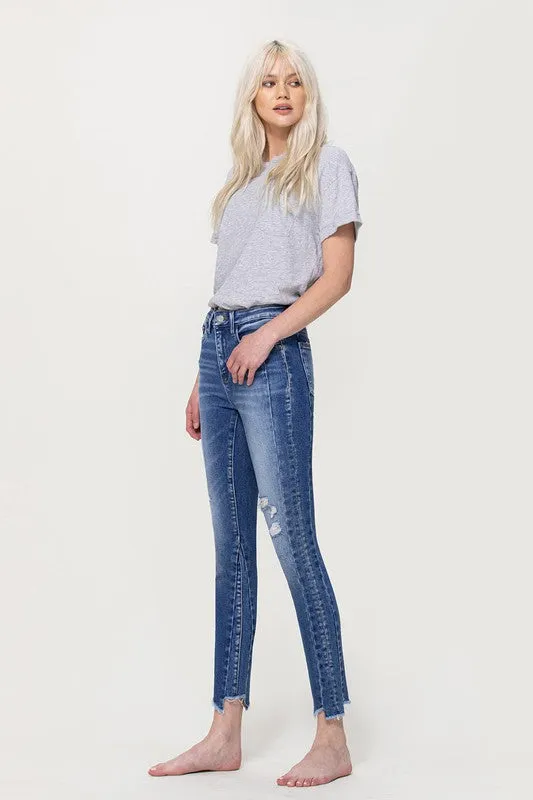 Vervet High Rise Ankle Skinny with Uneven Hem Detail