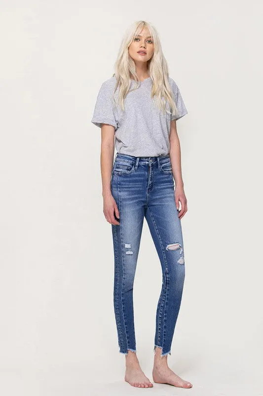 Vervet High Rise Ankle Skinny with Uneven Hem Detail