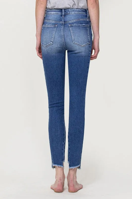 Vervet High Rise Ankle Skinny with Uneven Hem Detail