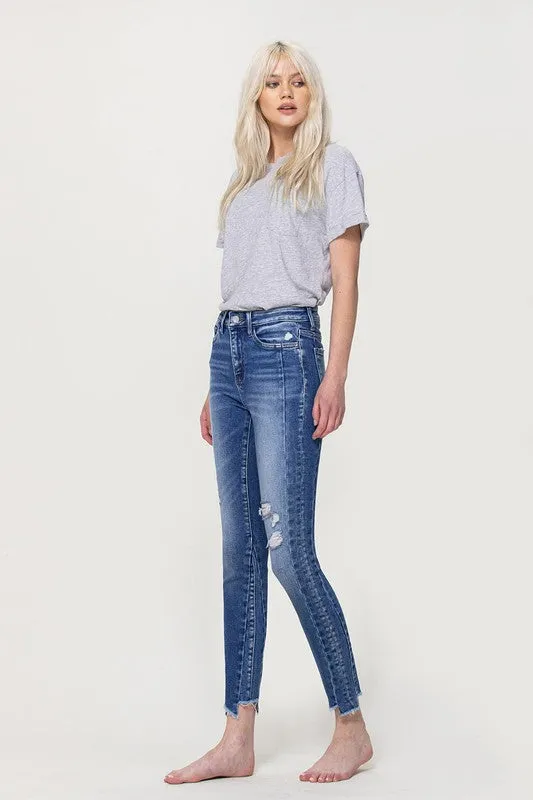 Vervet High Rise Ankle Skinny with Uneven Hem Detail