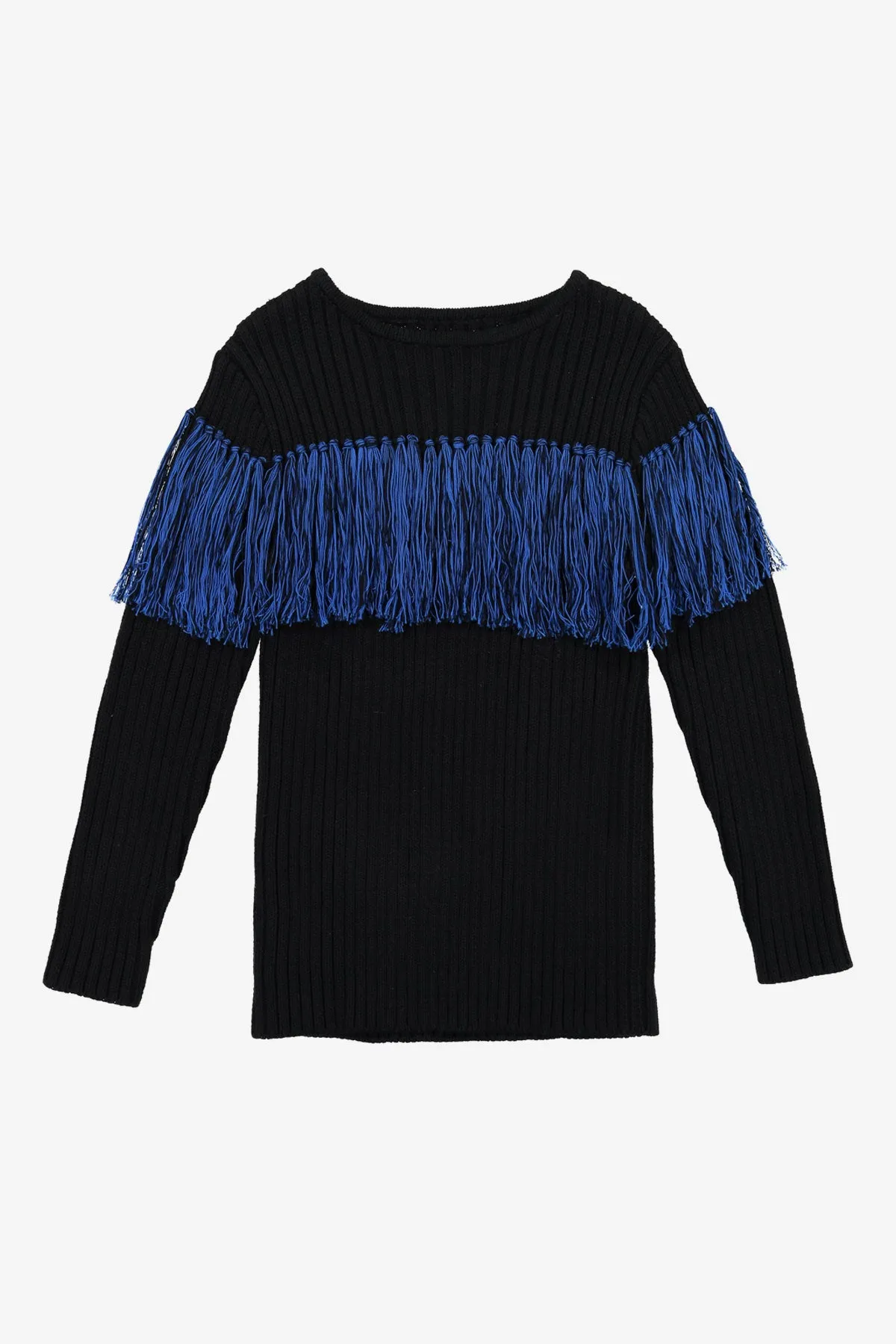 Vierra Rose Anita Fringe Girls Sweater - Blue