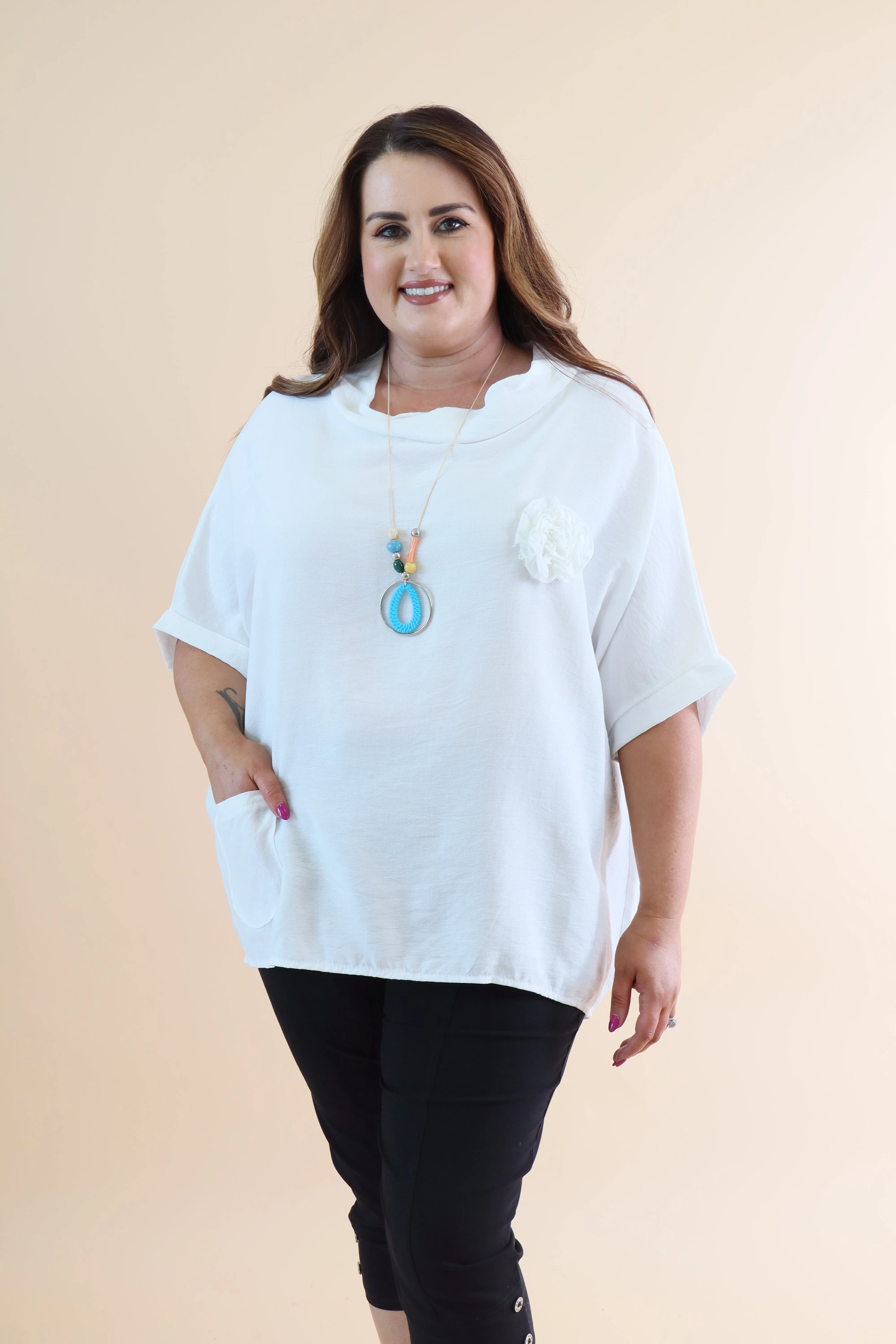 Vita Cowl Neck Blouse in White