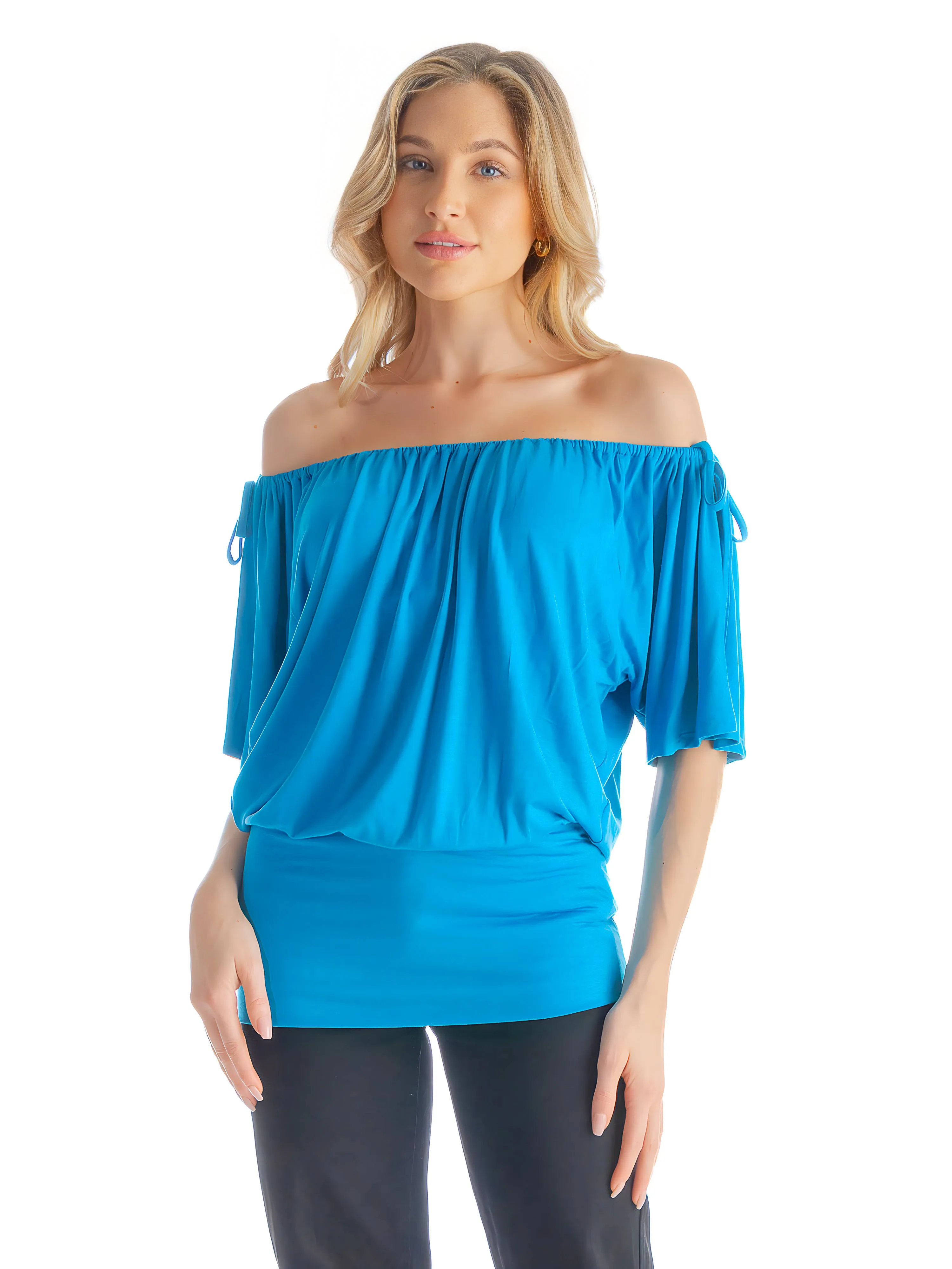 Womens Solid Color Short Sleeve Split Shoulder Top