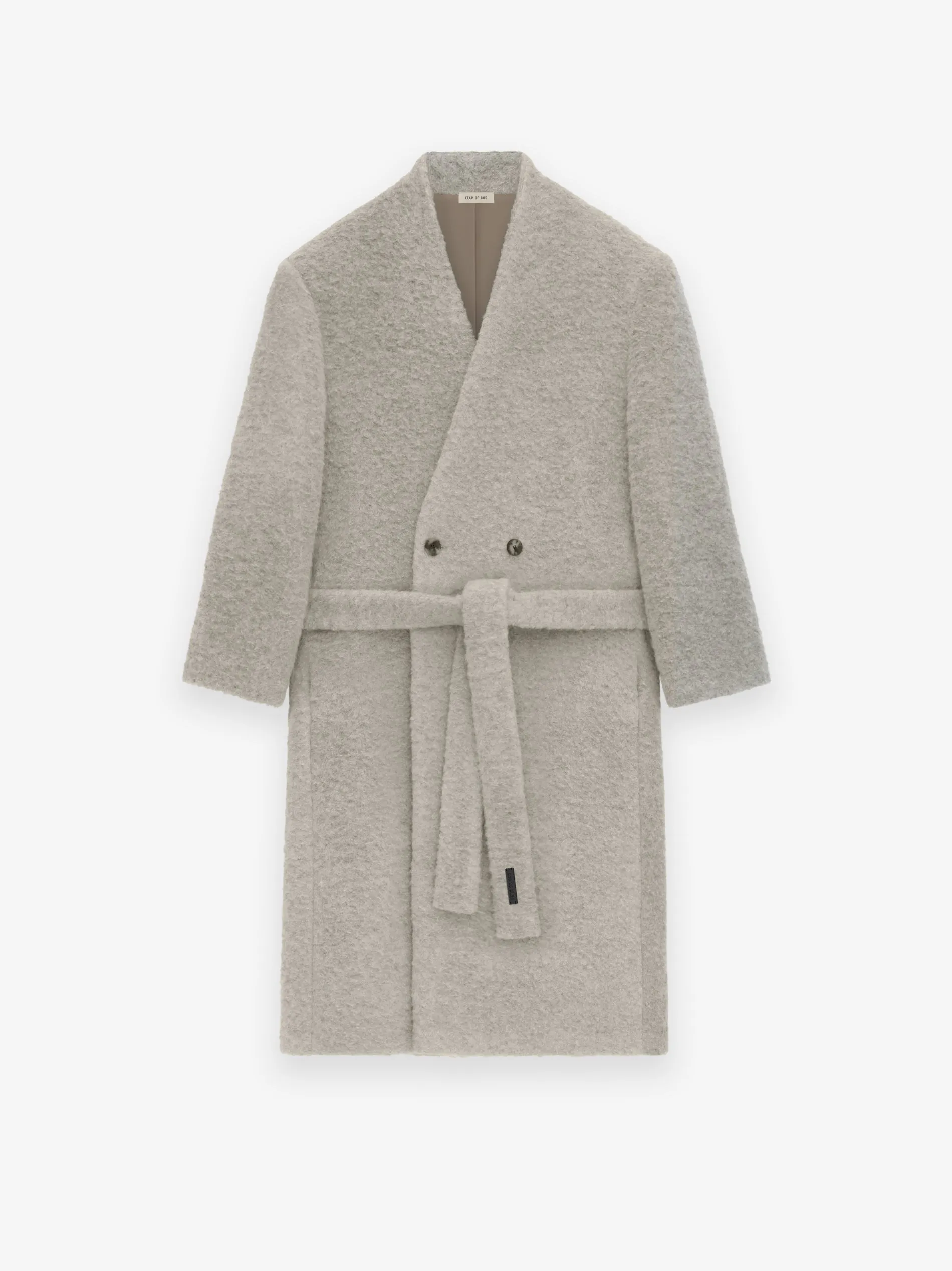 Wool Boucle Lapelless Coat