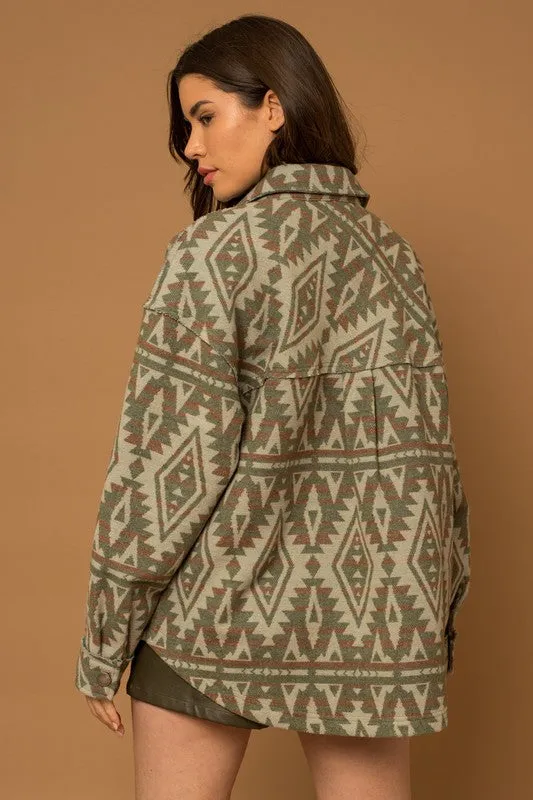 YTT 3D Pocket Aztec Print Shacket