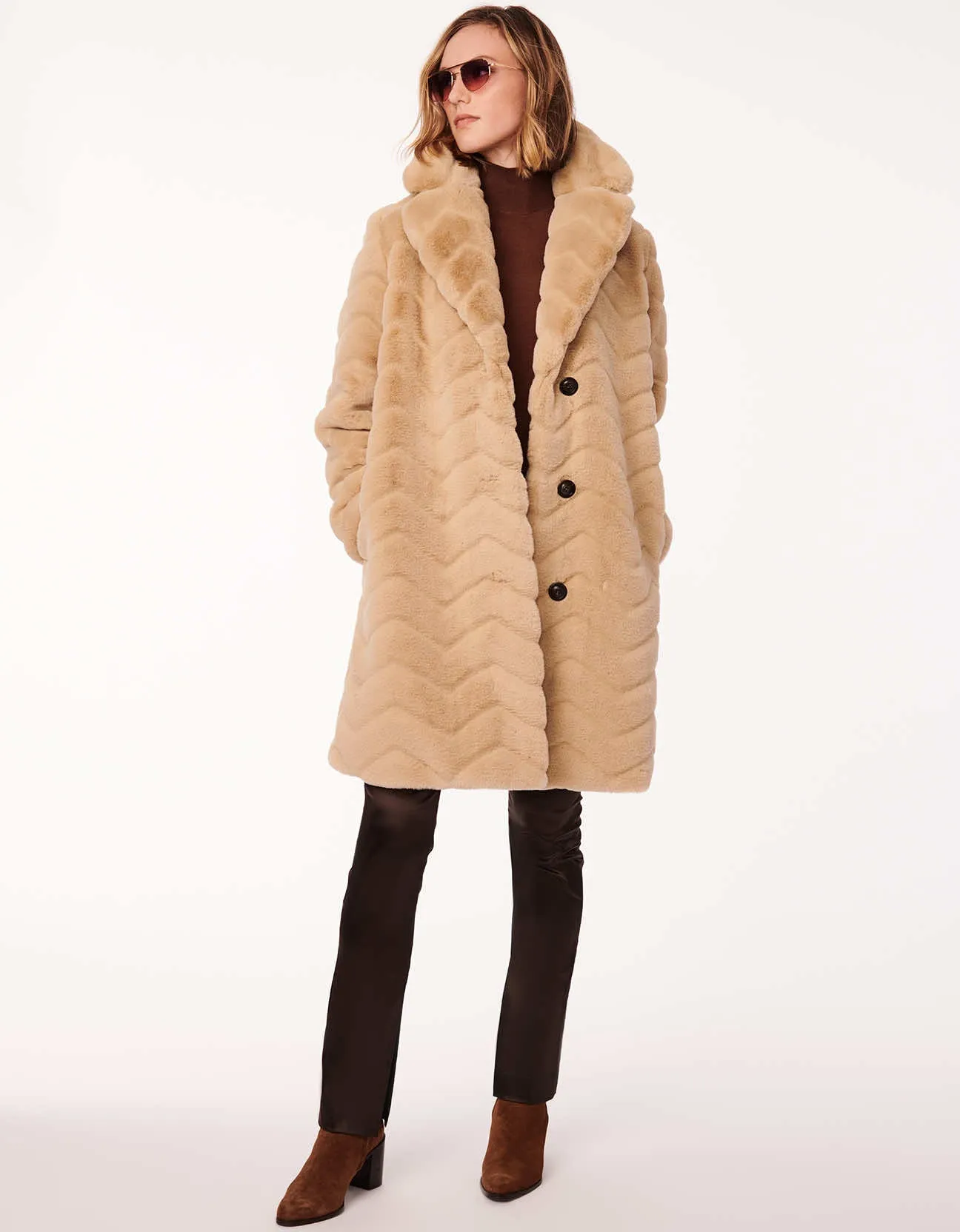 Zigzag Vegan Fur Coat